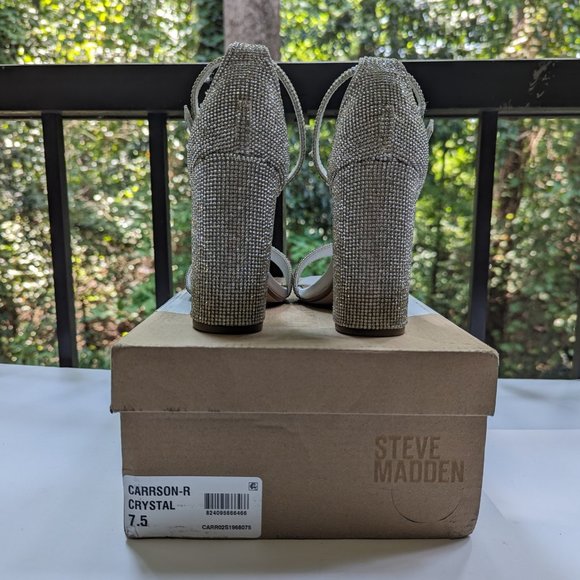 STEVE MADDEN Carrson Heeled Sandals in Crystal Size 7.5 New - Picture 15 of 16
